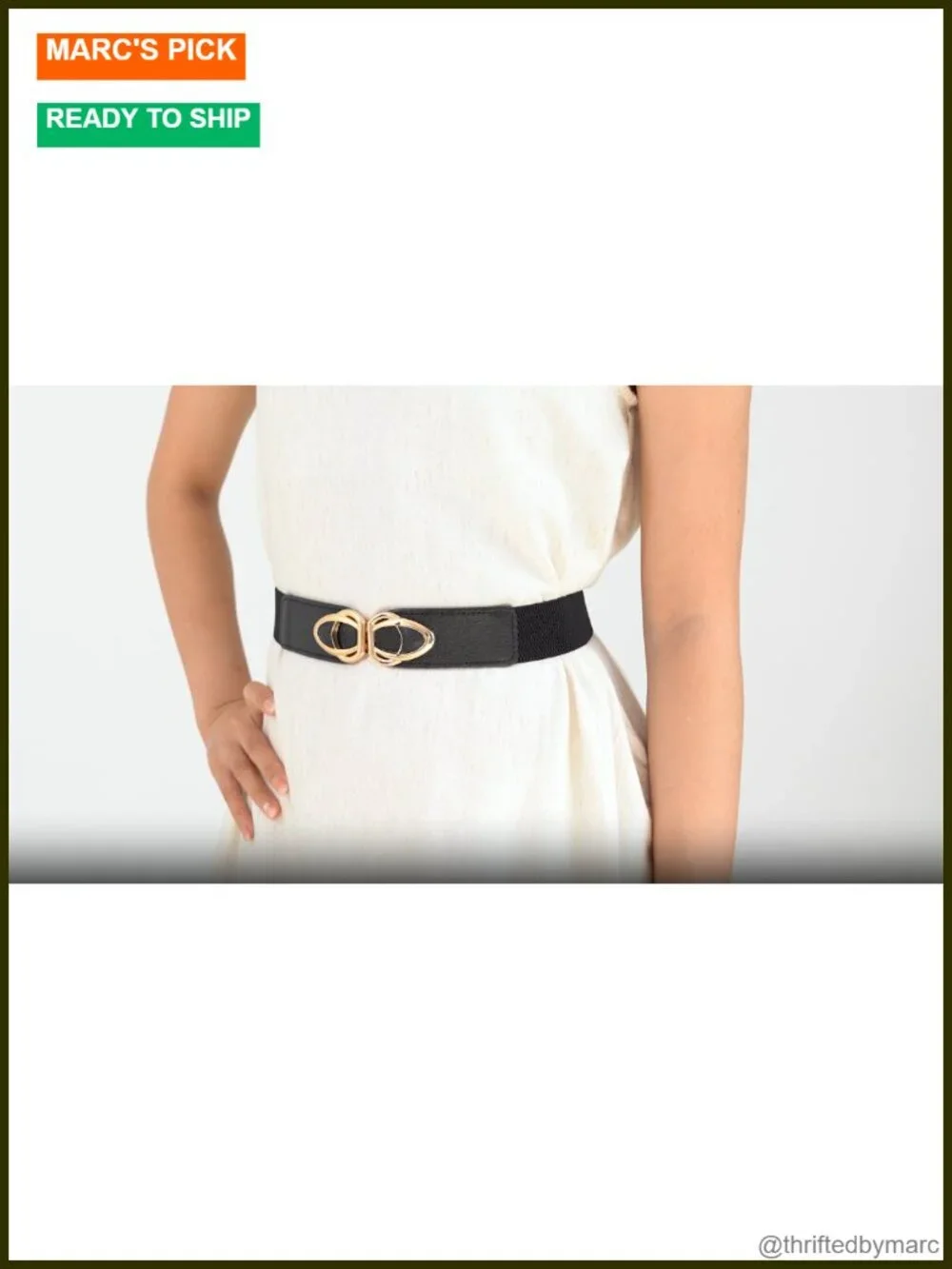 Skinny Stretch Vintage Waistband with Gold Buckle 4 Pack
